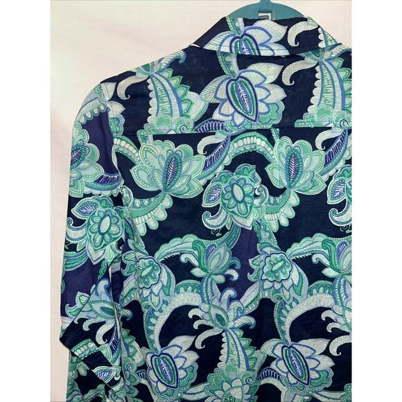 Talbots Women's Petite Small Button Up Blouse Baroque Floral Quiet Luxury Cotton - Picture 9 of 13